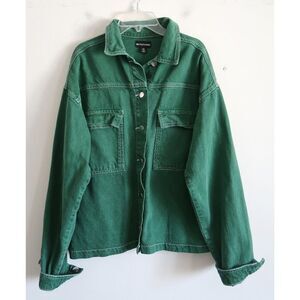 PRETTYLITTLETHING Green Denim Jacket - Size 2